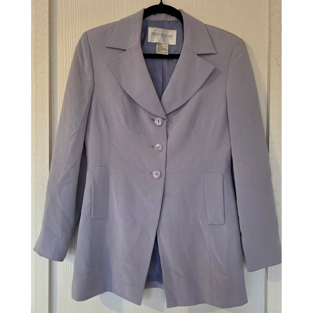 Vintage Lavender 100% Silk Blazer Jacket Size 4 Old Money Quiet Luxury Preppy